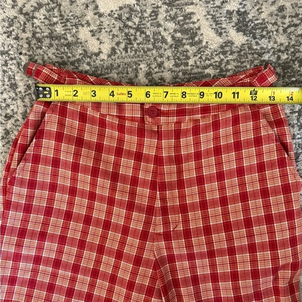 Brandy Melville Women's Red Orange Valentina Plaid Pants One Size